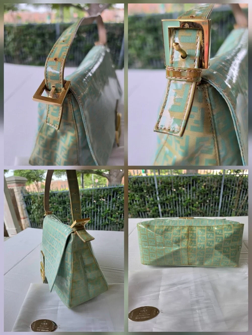 Absolutely Gorgeous Fendi Zucchino FF y2k small  Mama Baguette purse
